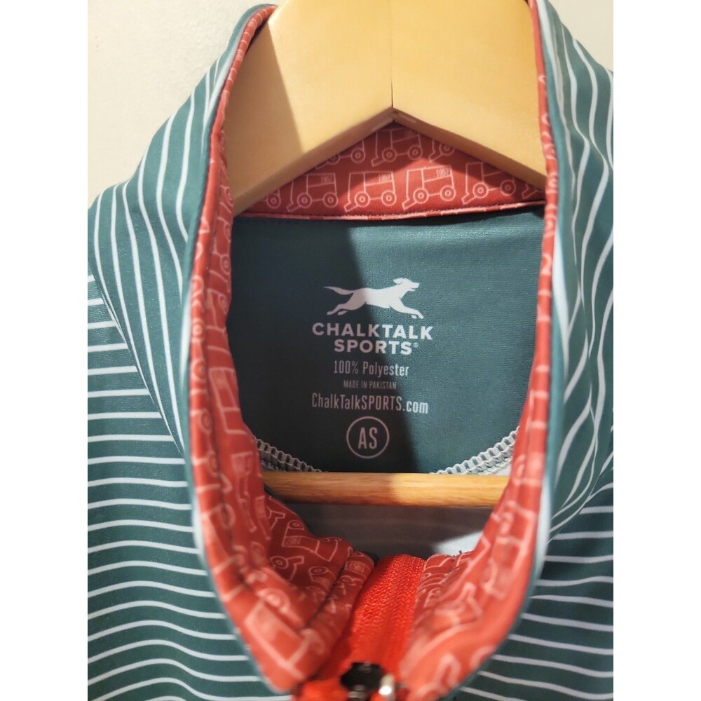 NEW Chalktalk Sports Mens S Green Stripe 1/4 Zip Pullover New Caanan Winter Club - Picture 4 of 6